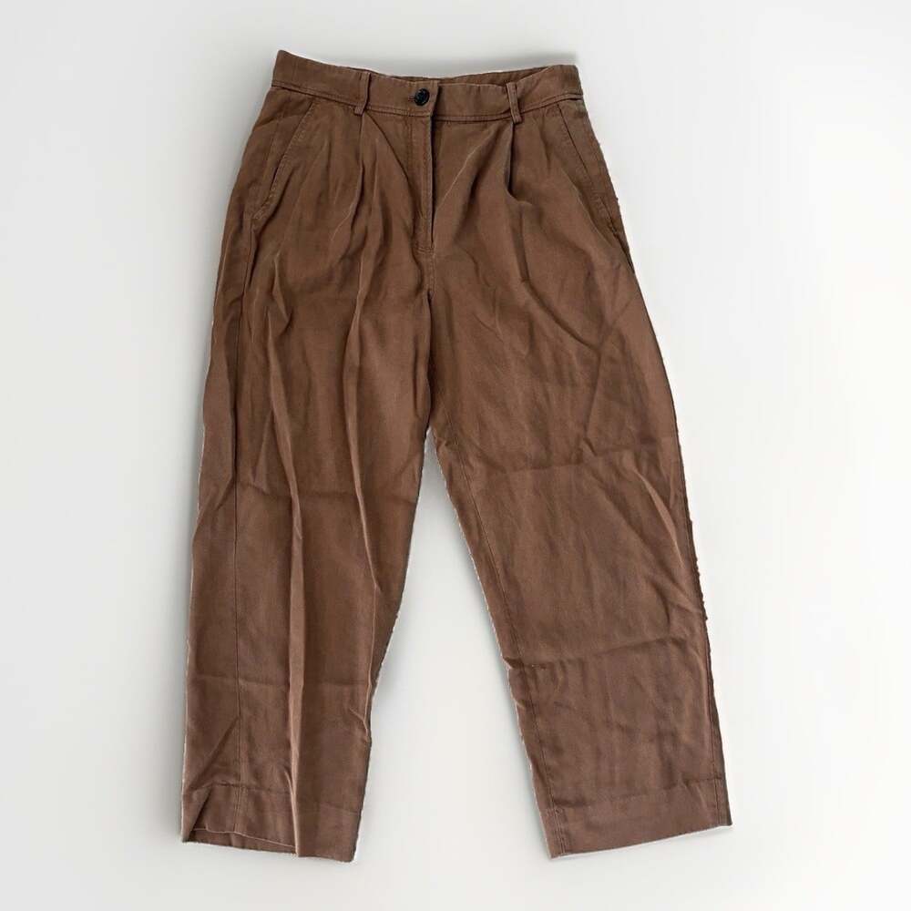 THE RESET Women’s Brown slouchy trouser Pants High Rise Tapered Lyocell luxury S